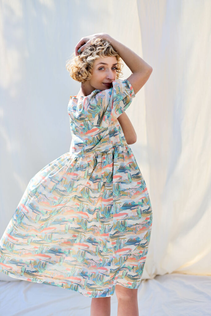 Silky cotton puff sleeve dress NIRVANA - Image 4