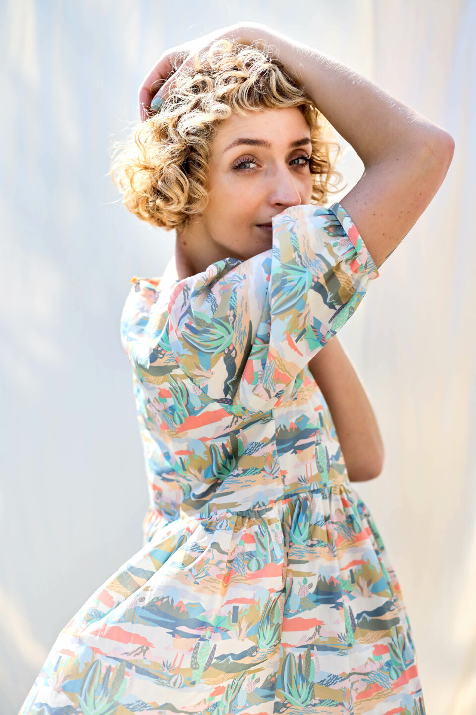 Silky cotton puff sleeve dress NIRVANA - Image 5