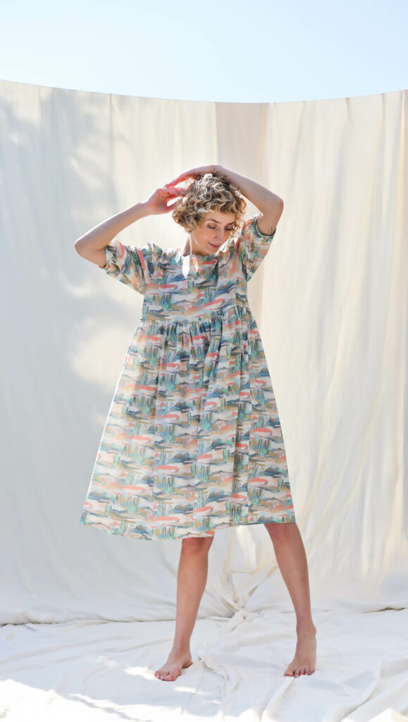 Silky cotton puff sleeve dress NIRVANA | Dress | Sustainable clothing | OffOn clothing