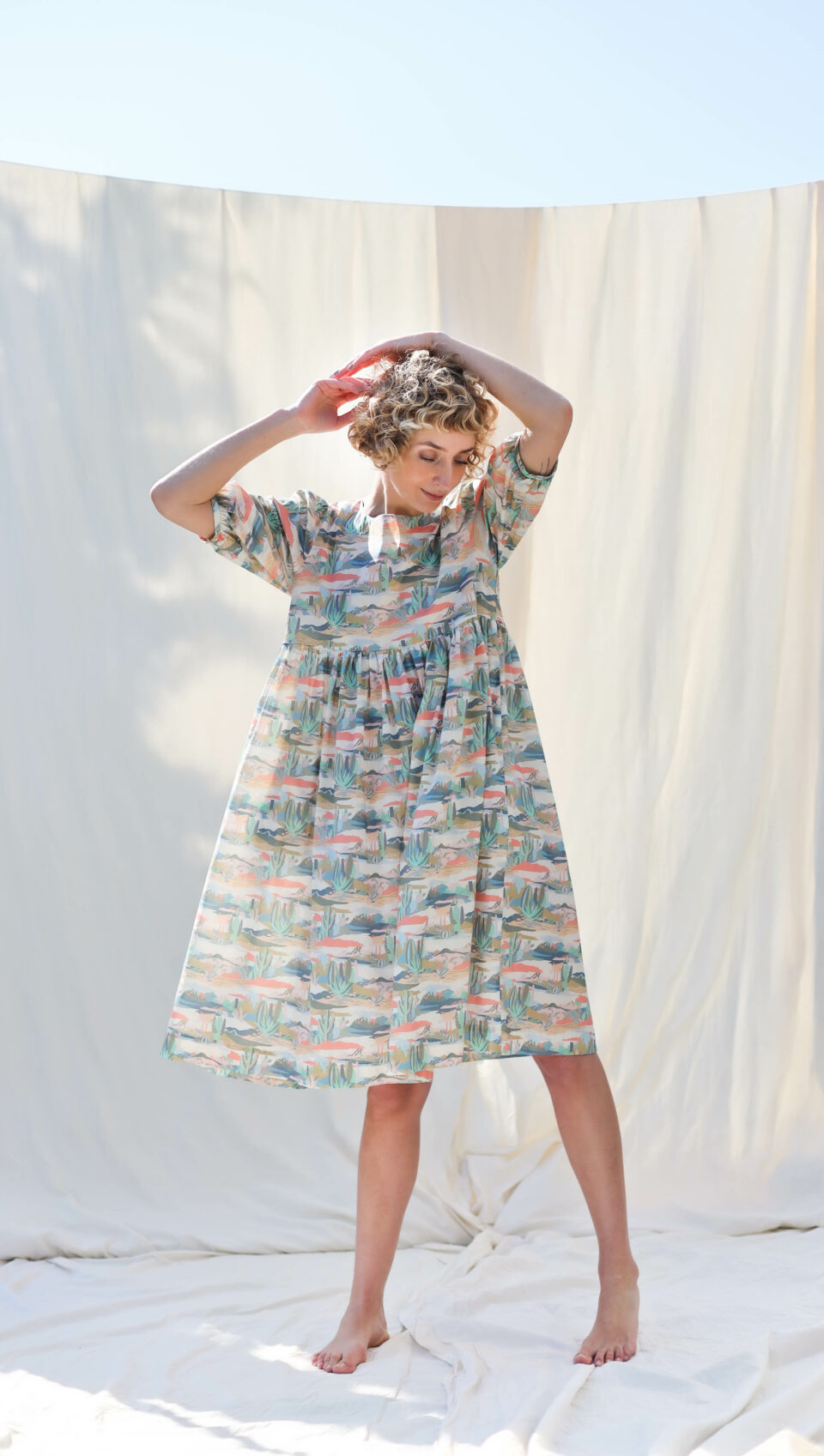Silky cotton puff sleeve dress NIRVANA | Dress | Sustainable clothing | OffOn clothing