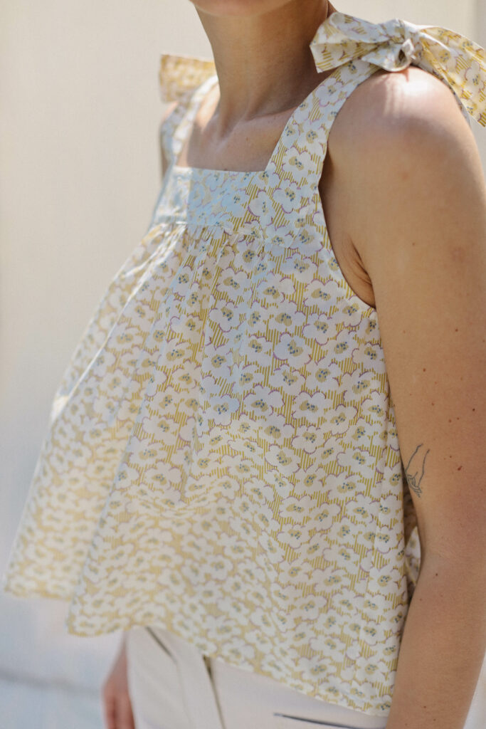 Flower print silky cotton summer top JUNE - Image 1