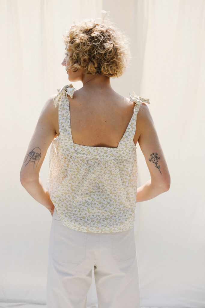 Flower print silky cotton summer top JUNE - Image 3