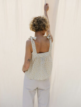 Flower print silky cotton summer top JUNE