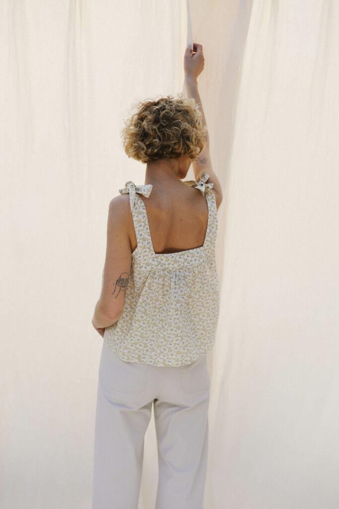 Flower print silky cotton summer top JUNE