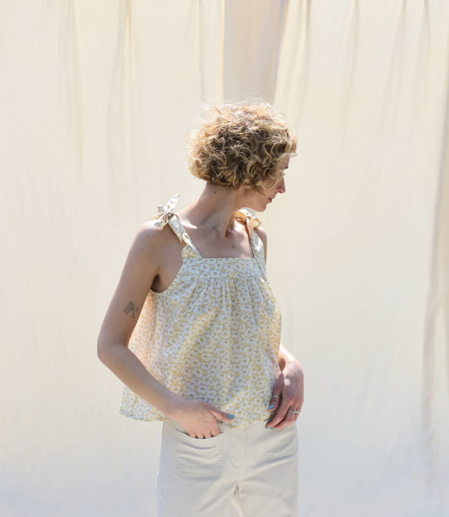 Flower print silky cotton summer top JUNE - Image 7