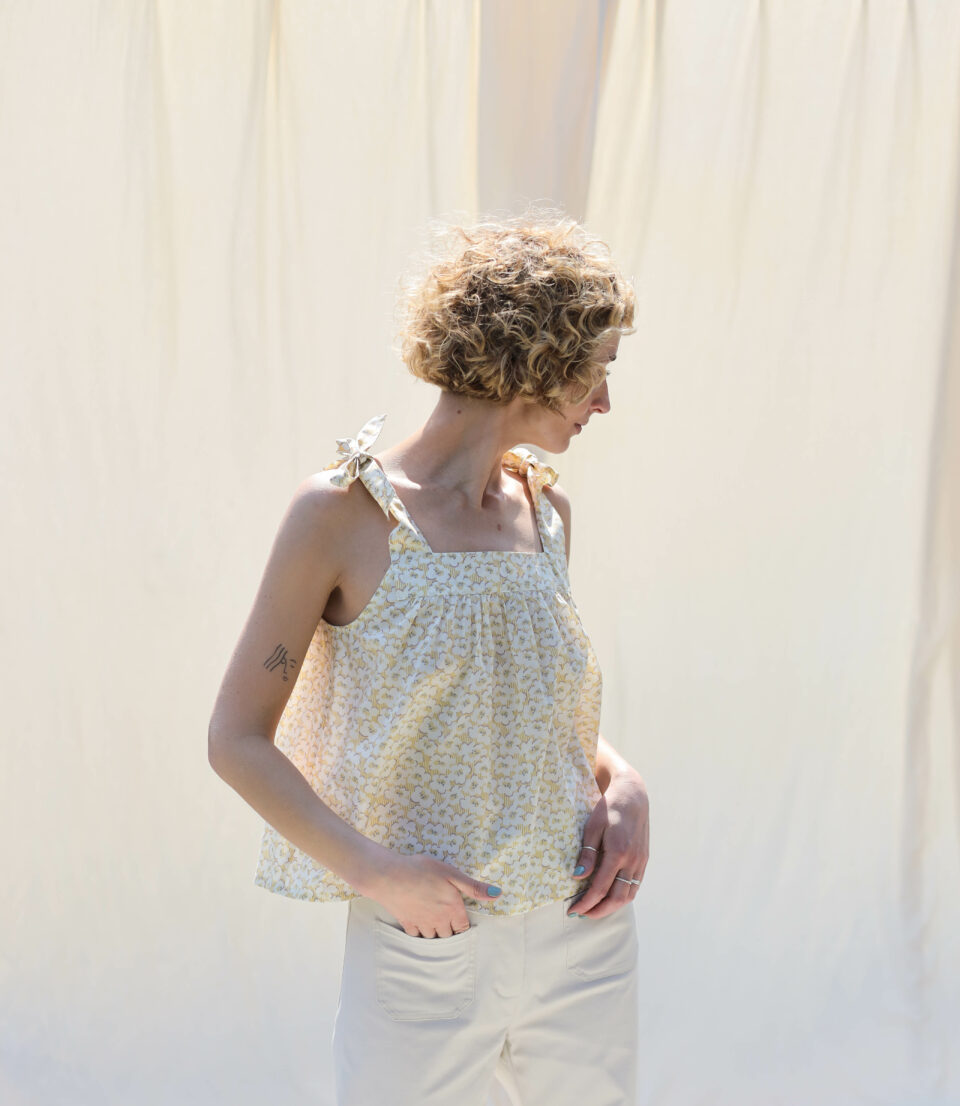 Flower print silky cotton summer top JUNE - Image 7
