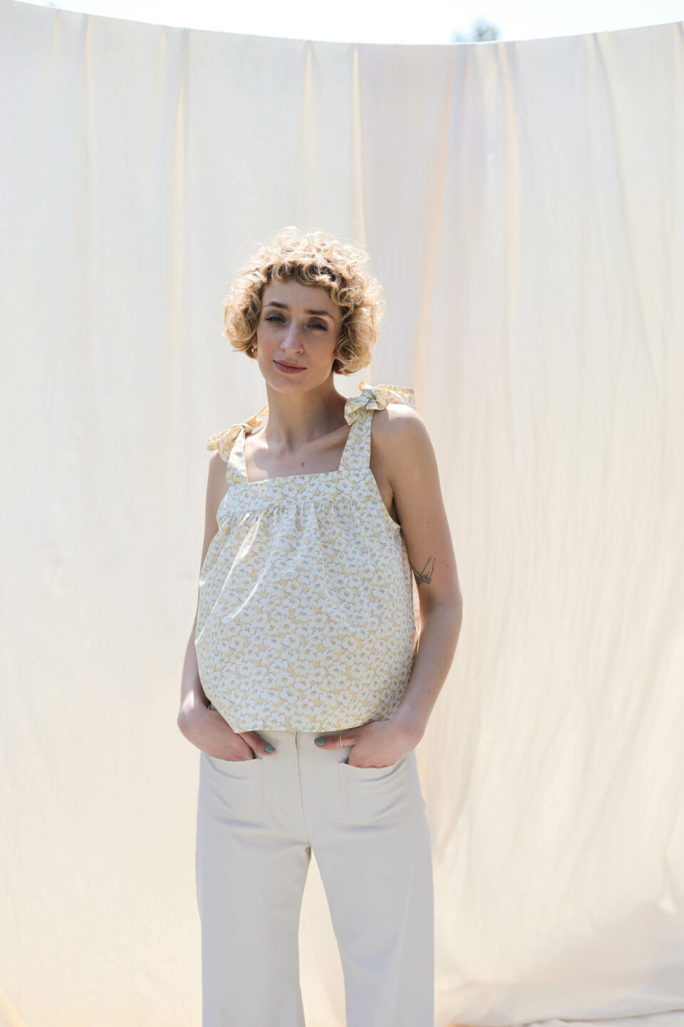 Flower print silky cotton summer top JUNE - Image 5