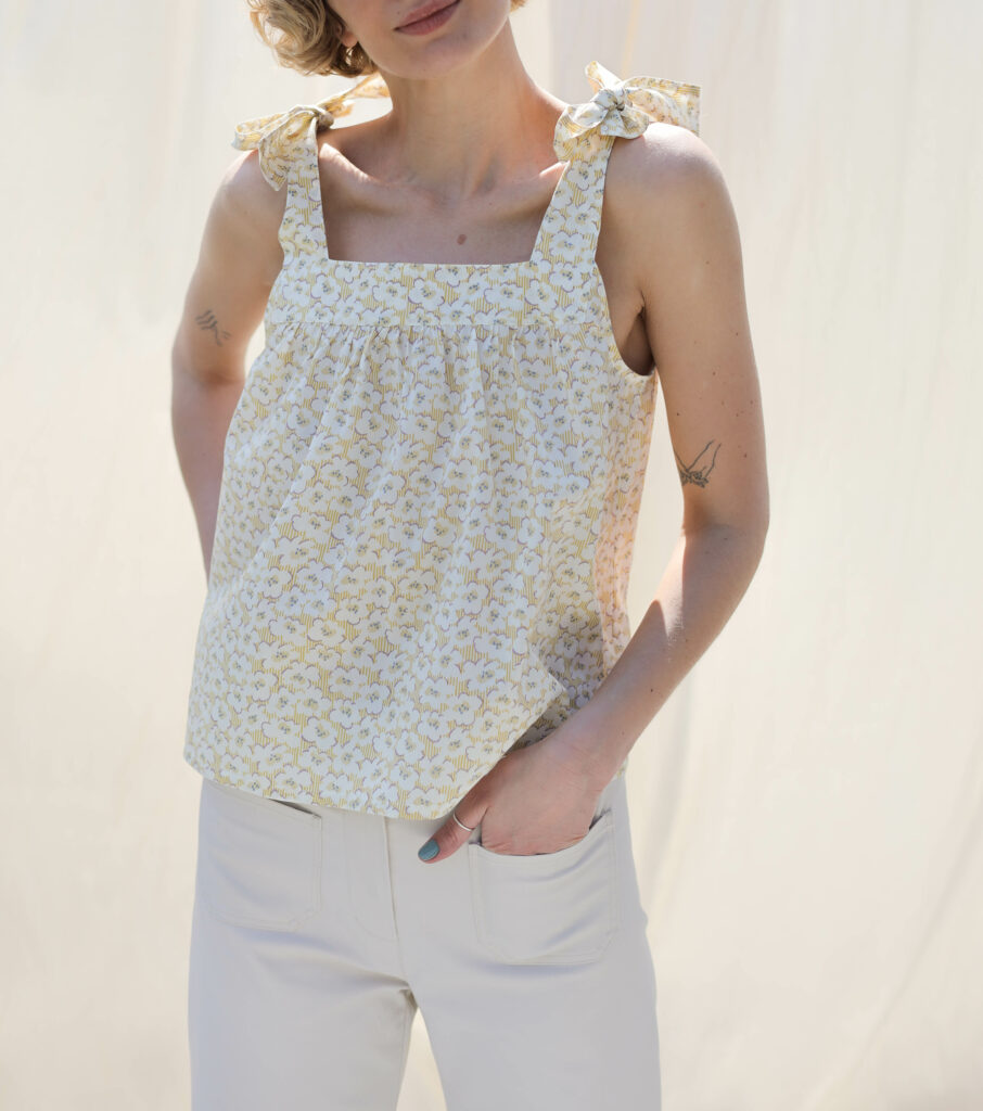 Flower print silky cotton summer top JUNE - Image 8