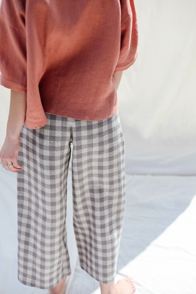 Checkered linen high waist culottes - Image 5