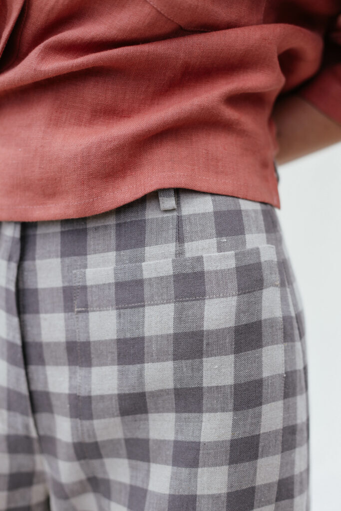 Checkered linen high waist culottes - Image 4