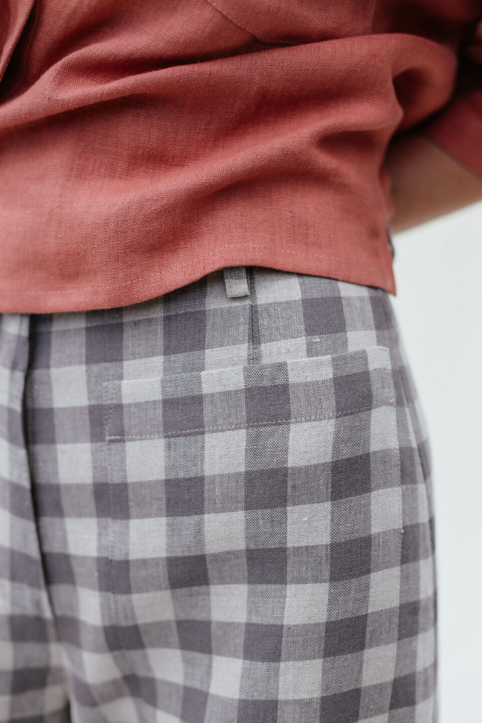 Checkered linen high waist culottes - Image 4