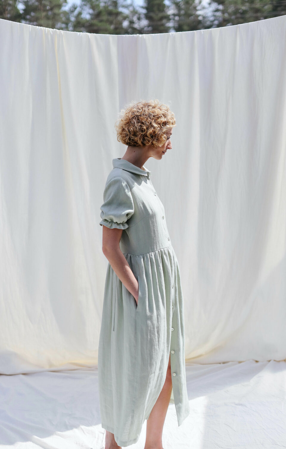 Linen button through dress MAY | Dress | Sustainable clothing | OffOn clothing