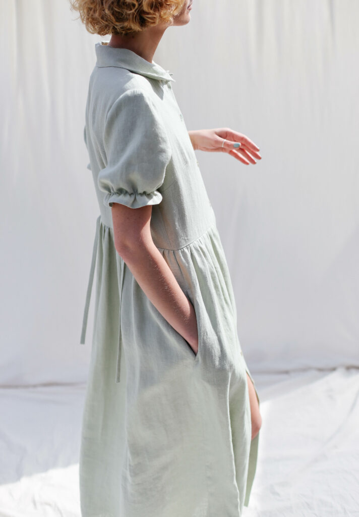 Linen button through dress MAY - Image 3