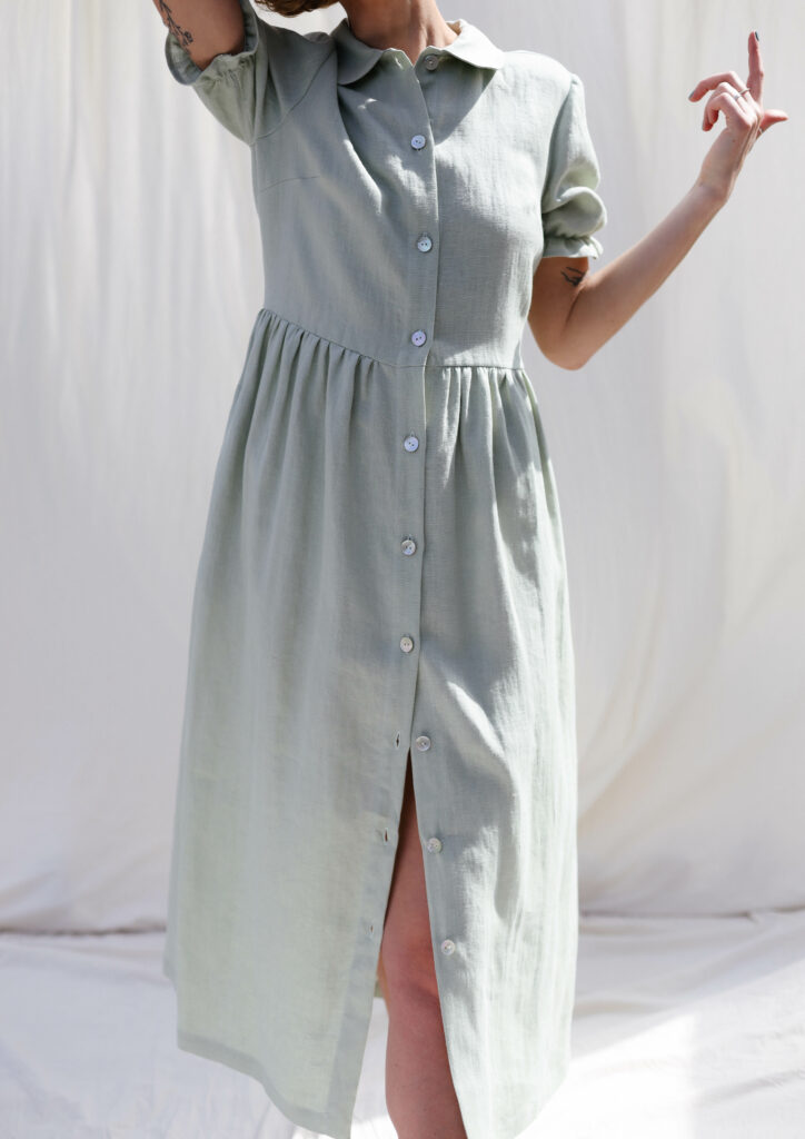 Linen button through dress MAY - Image 5