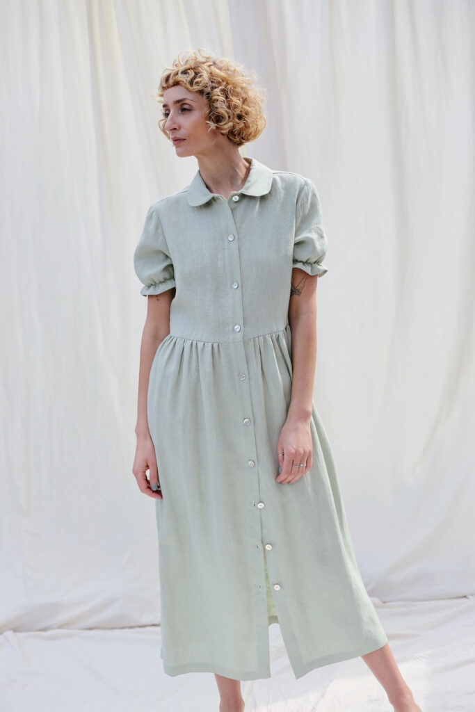 Linen button through dress MAY - Image 6