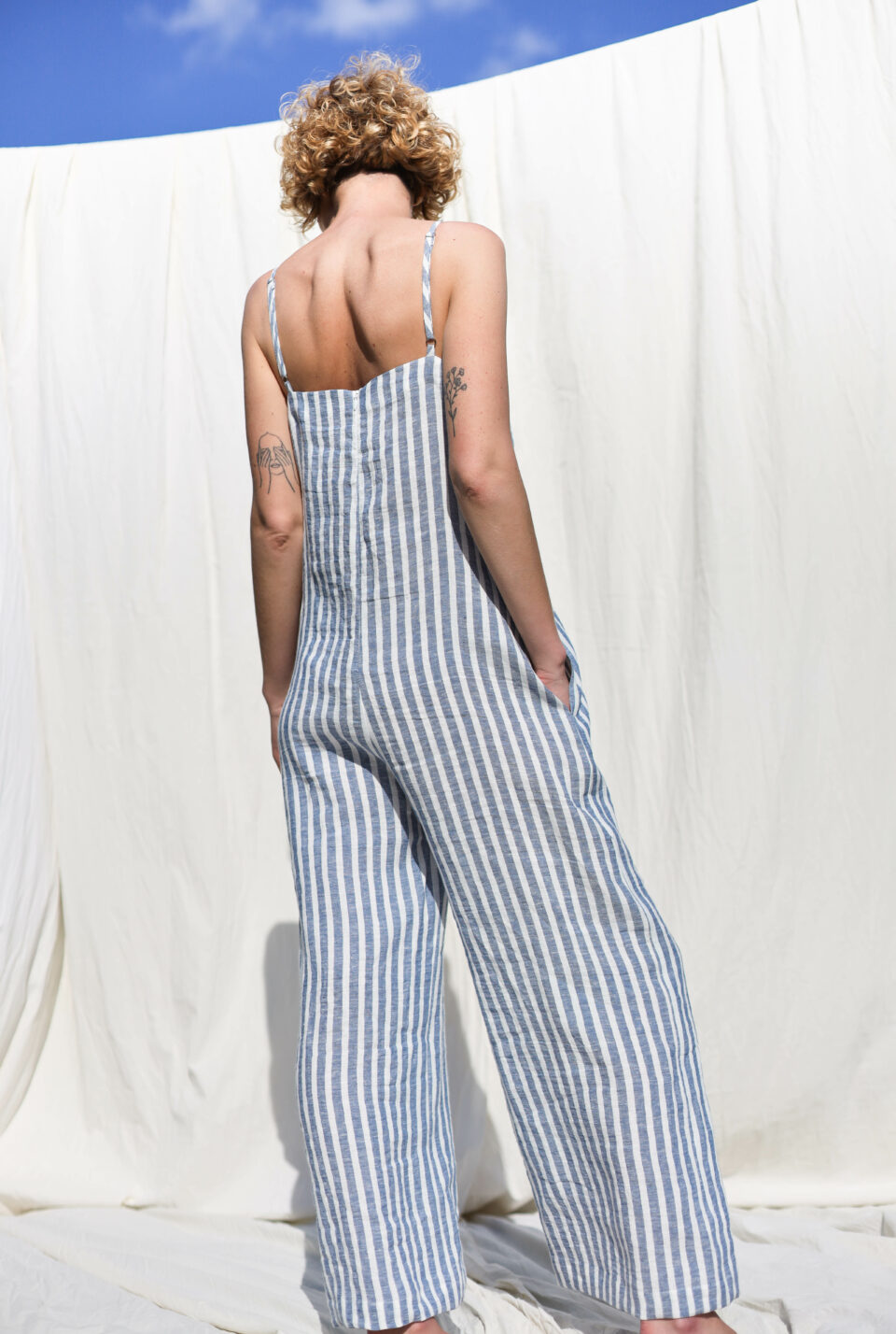Striped linen sleeveless summer jumpsuit MANON - Image 5