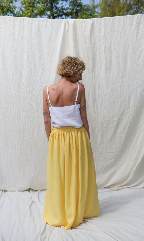 Linen Maxi ruffled A-line skirt - Image 1