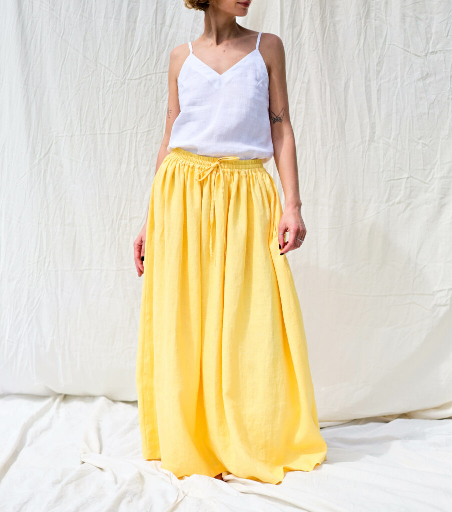 Linen Maxi ruffled A-line skirt - Image 4