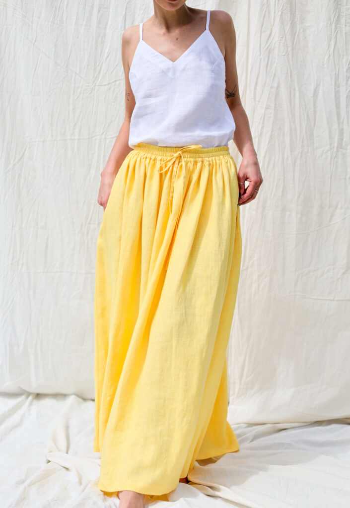 Linen Maxi ruffled A-line skirt - Image 5