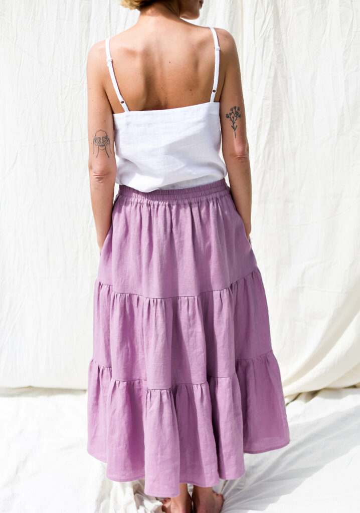 Linen tiered skirt with elasticated waist - Image 3