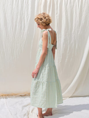 Tiered sleeveless cotton dress
