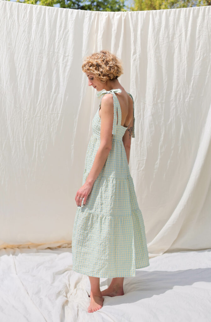 Tiered sleeveless cotton dress