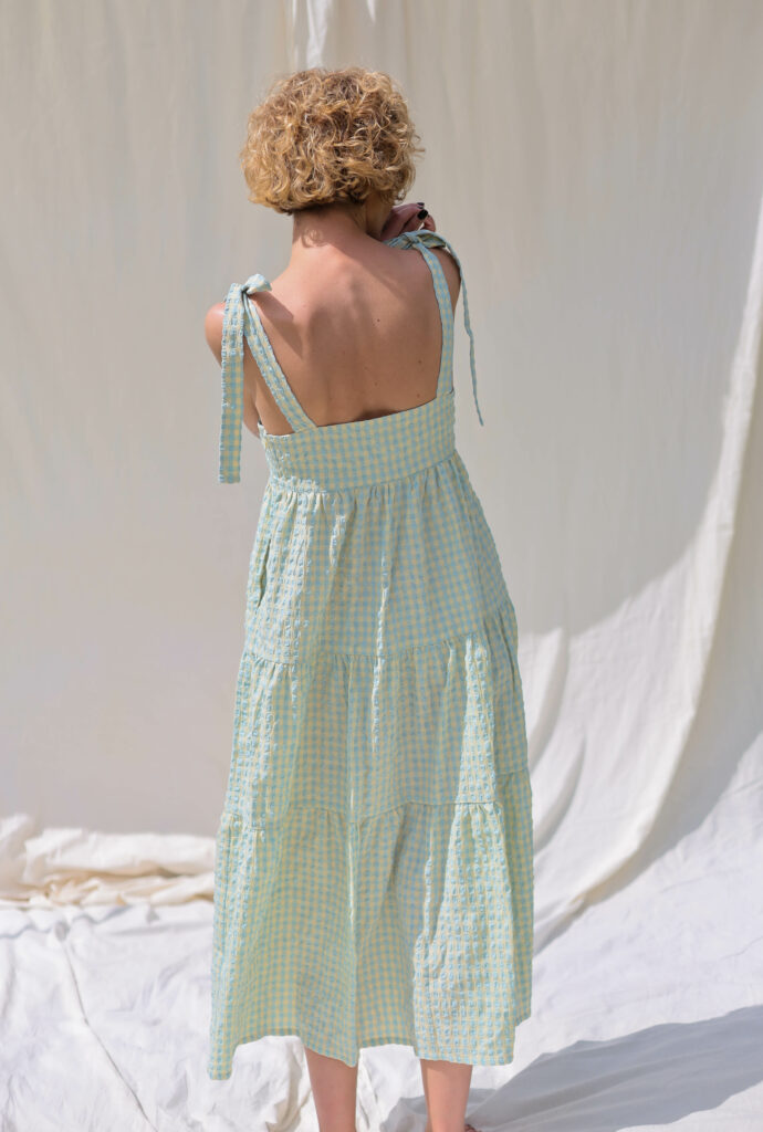 Tiered seersucker gingham dress BLANCHE - Image 1