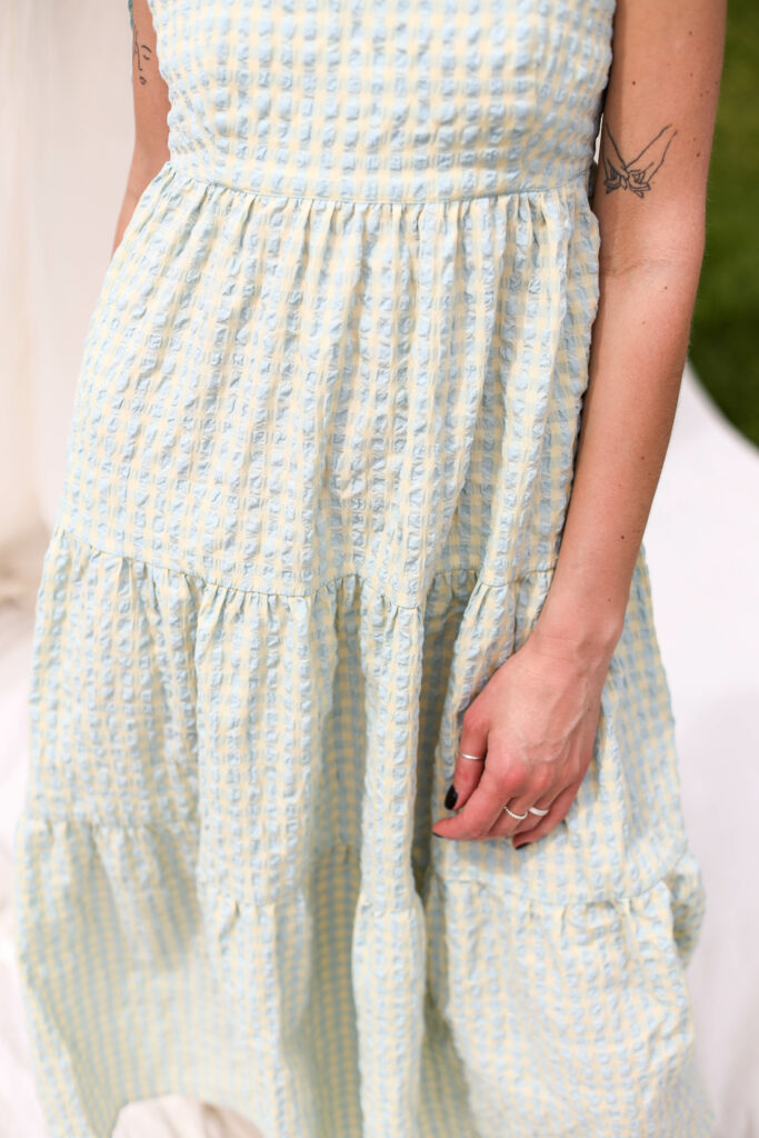 Tiered seersucker gingham dress BLANCHE - Image 3
