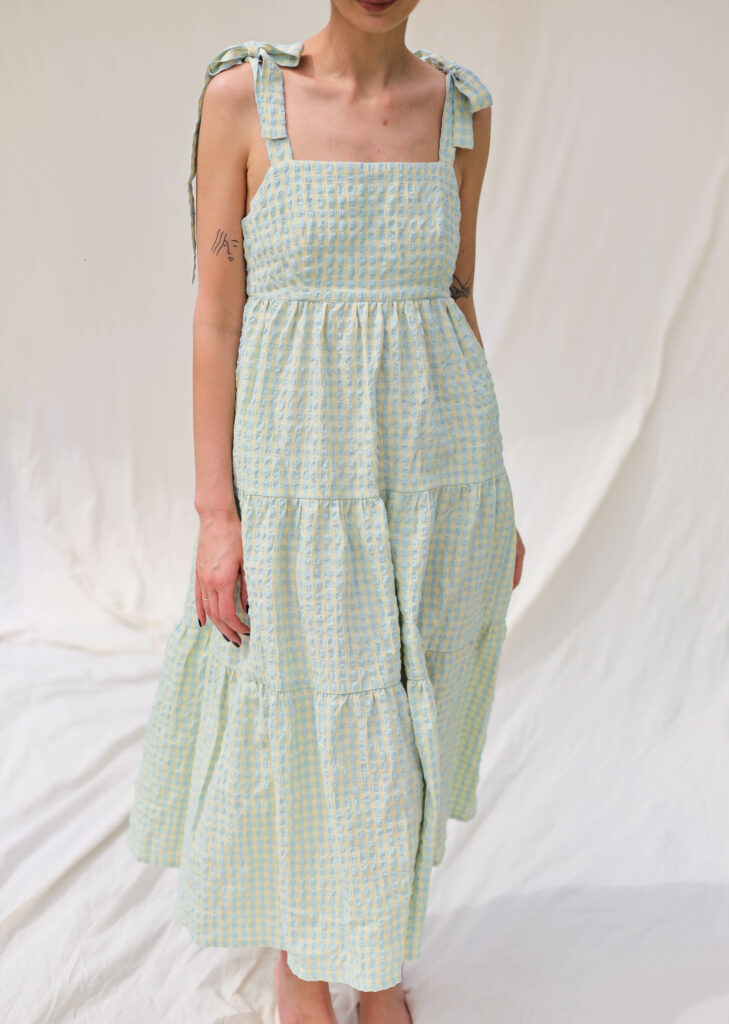Tiered seersucker gingham dress BLANCHE - Image 4