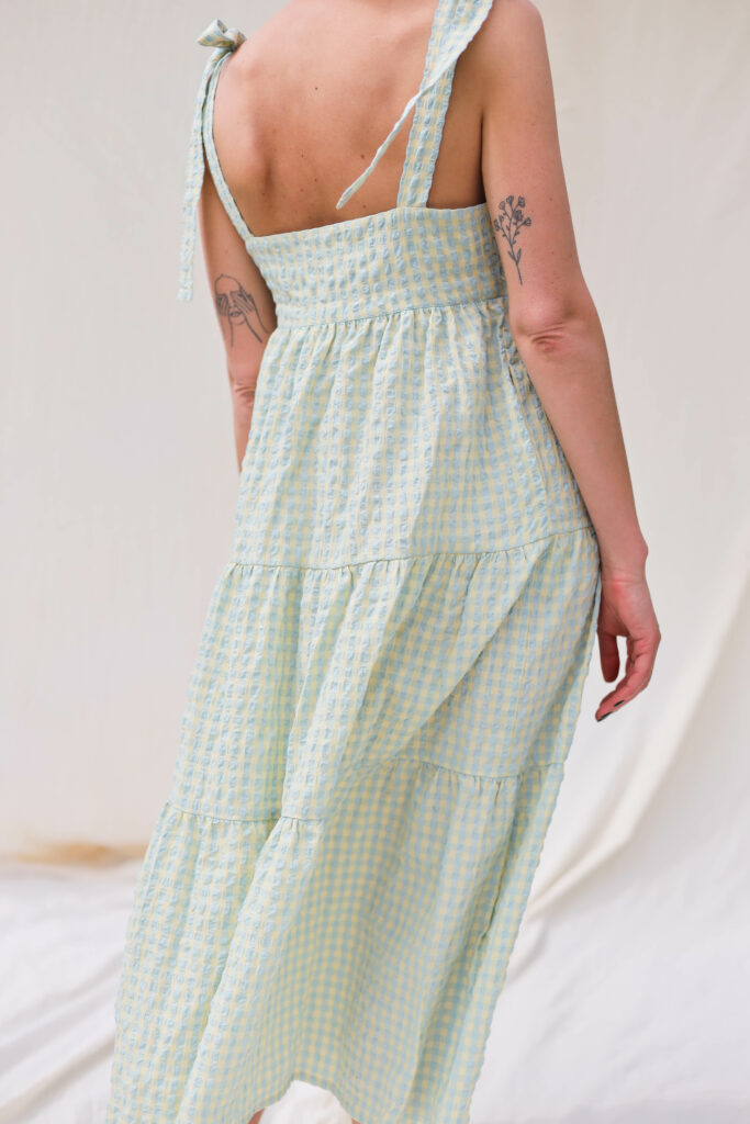 Tiered seersucker gingham dress BLANCHE - Image 5