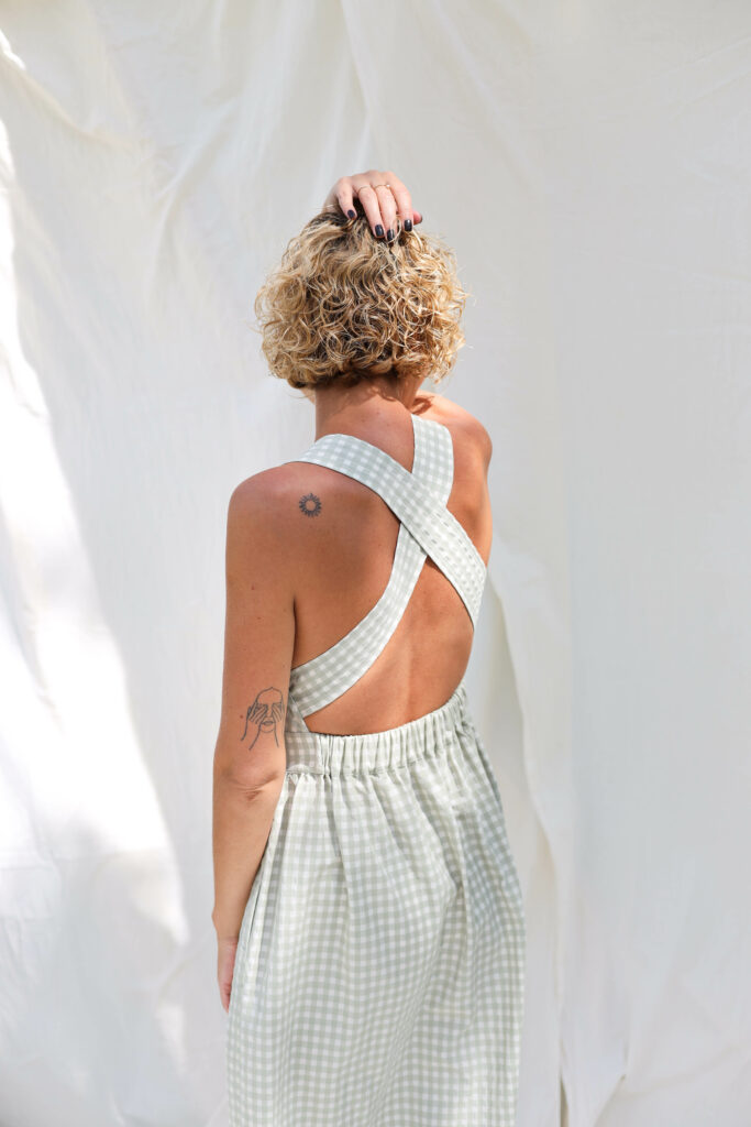 Gingham cotton apron dress