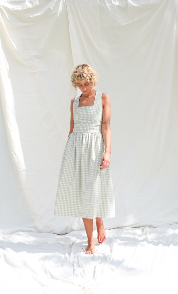 Gingham cotton apron dress - Image 1