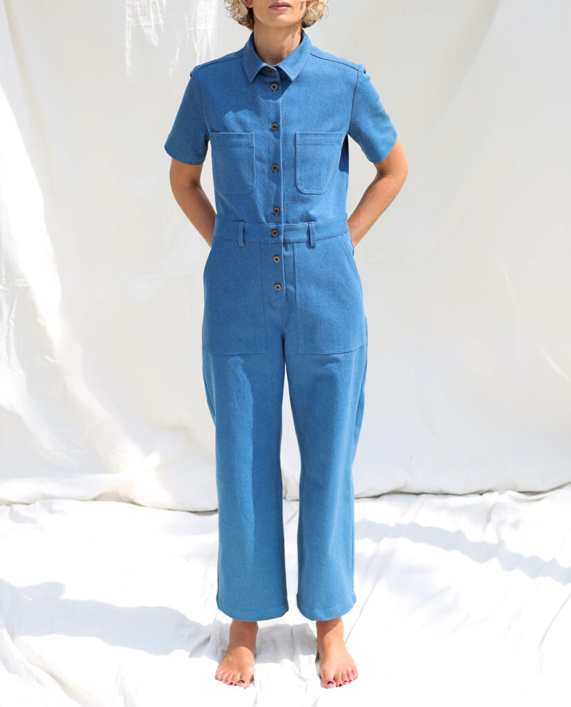 Denim short sleeve jumpsuit LEA - Image 1