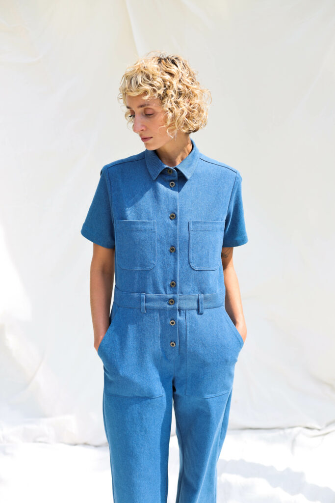 Denim short sleeve jumpsuit LEA - Image 2