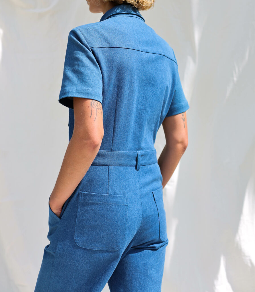 Denim short sleeve jumpsuit LEA - Image 3