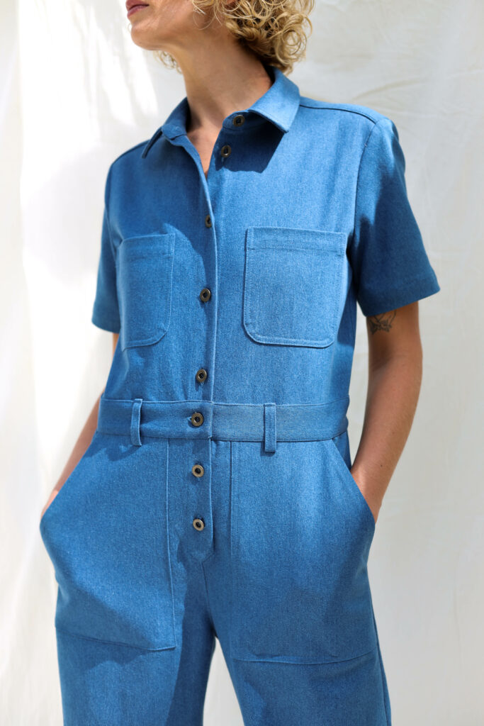 Denim short sleeve jumpsuit LEA - Image 5