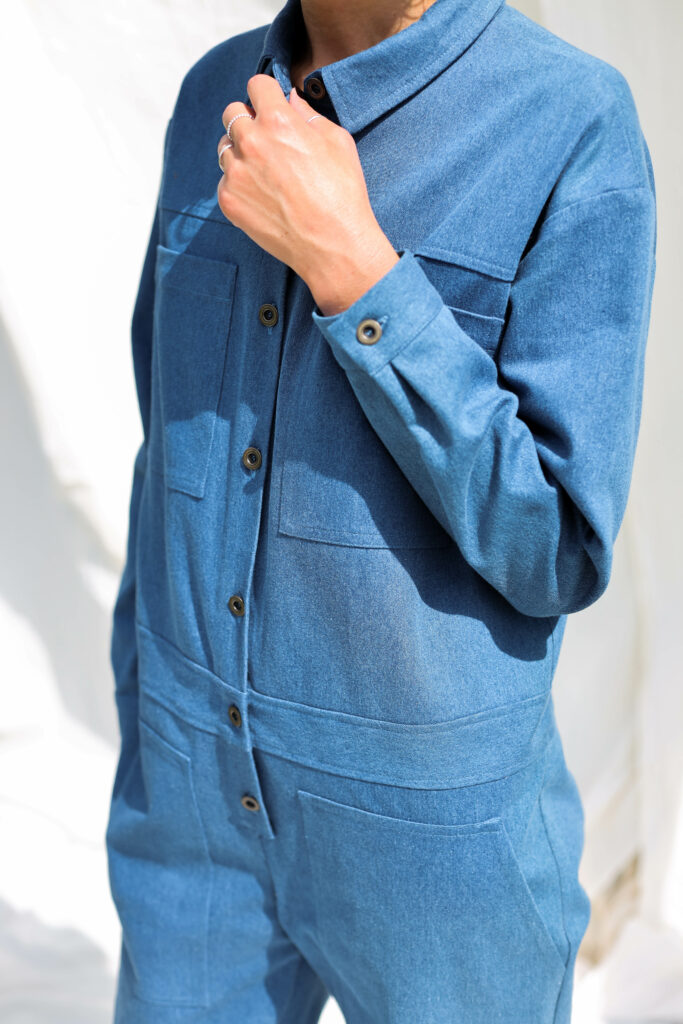 Denim long sleeve utility coverall AMBRE - Image 1