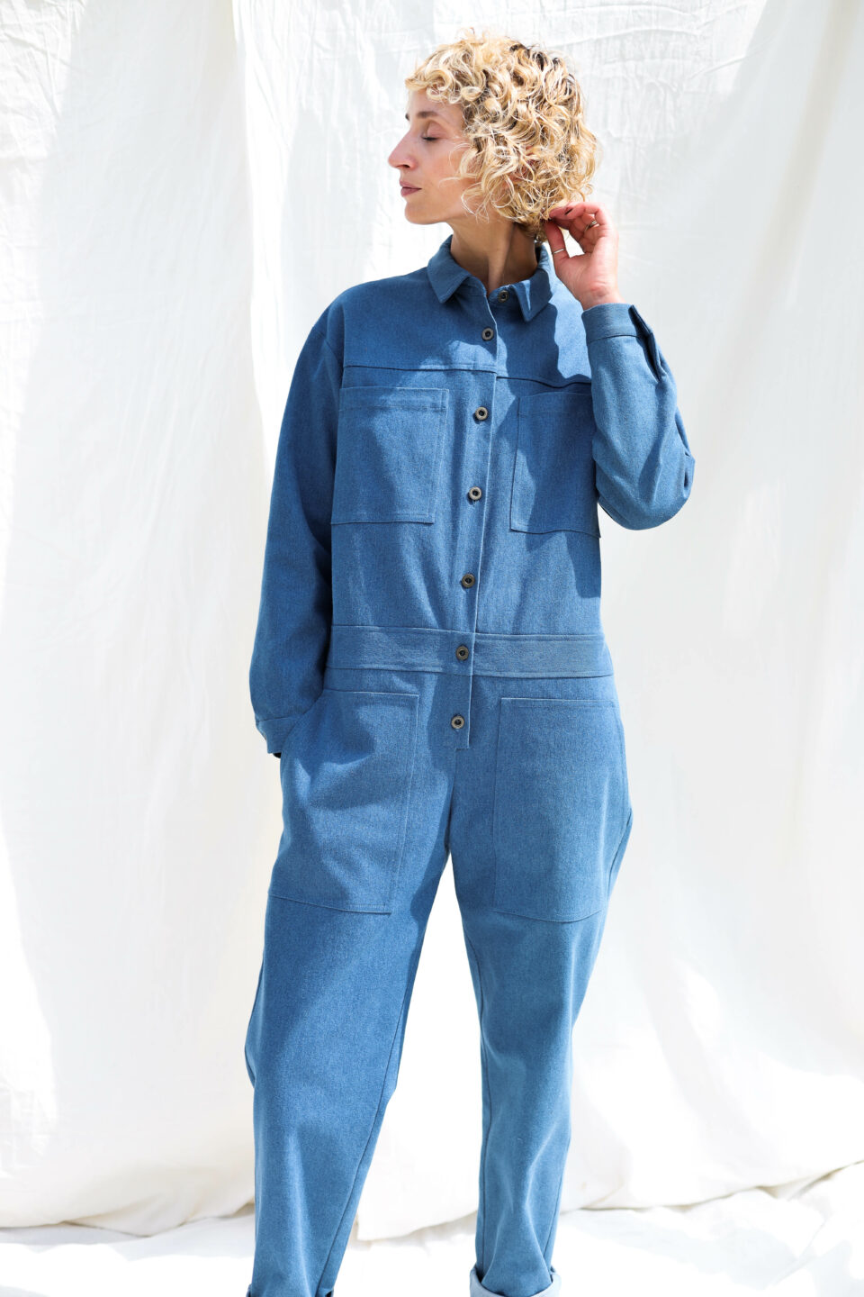 Denim long sleeve utility coverall AMBRE - Image 2