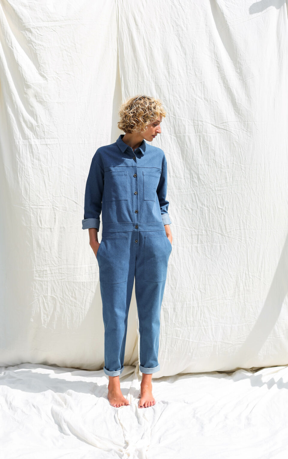 Denim long sleeve utility coverall AMBRE - Image 3