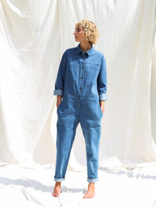 Denim long sleeve utility coverall