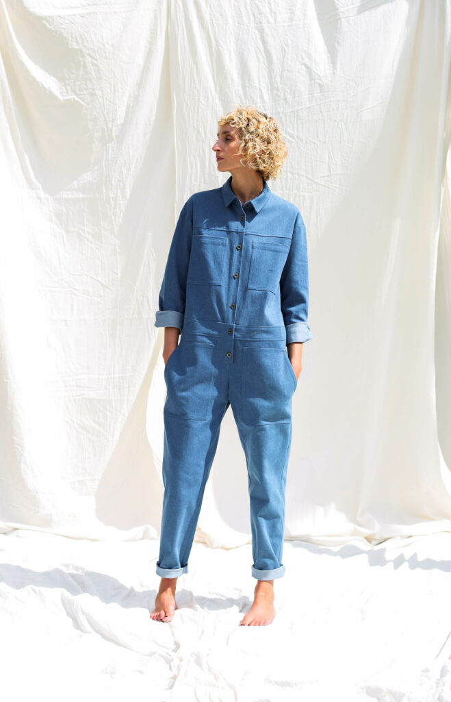 Denim long sleeve utility coverall
