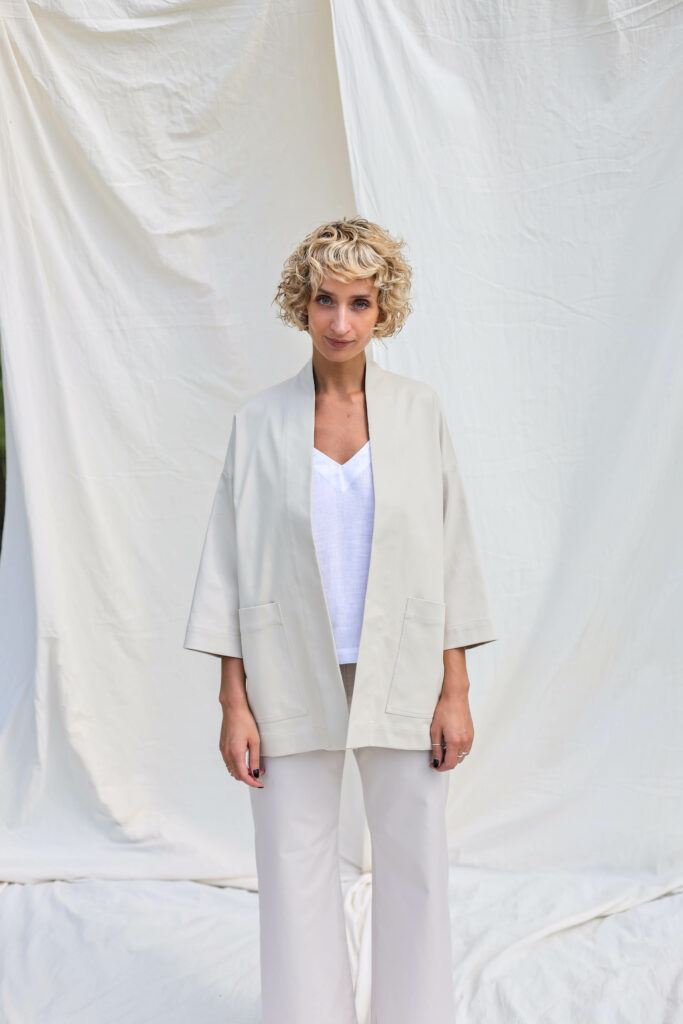Wide sleeve cotton canvas jacket ELODIE - Image 1