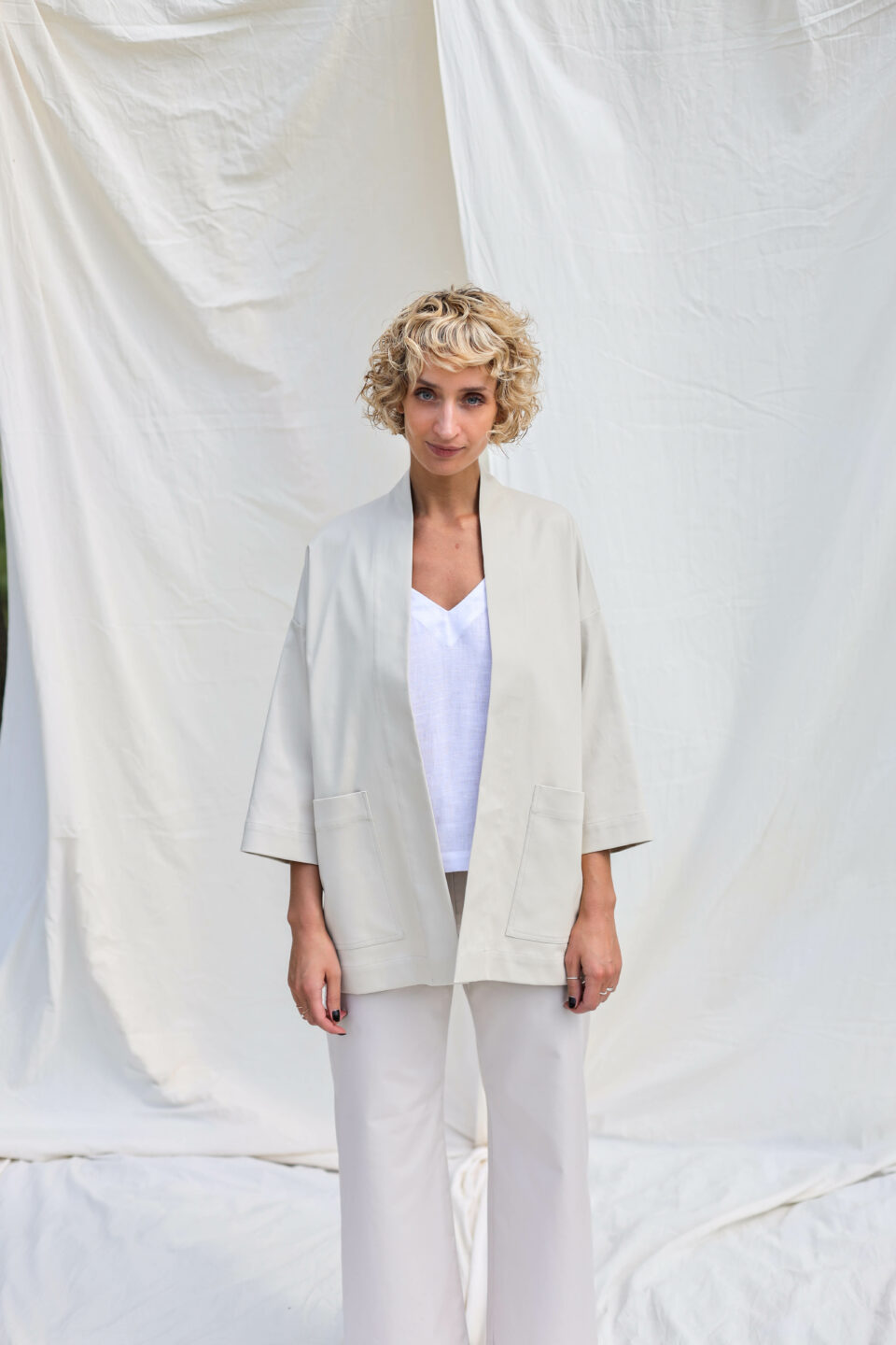 Wide sleeve cotton canvas jacket ELODIE - Image 1