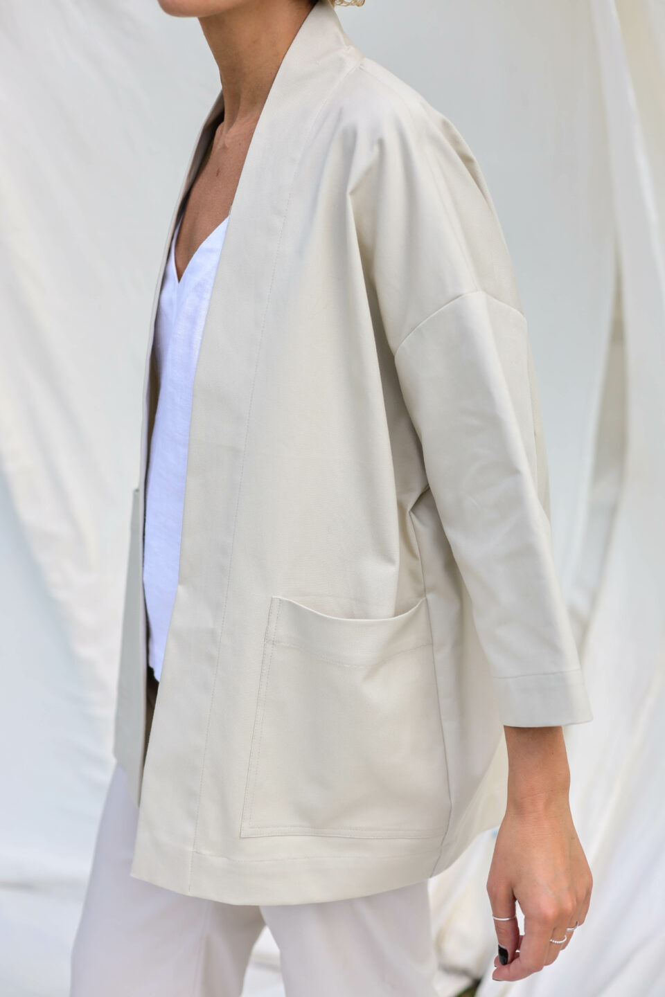 Wide sleeve cotton canvas jacket ELODIE - Image 2