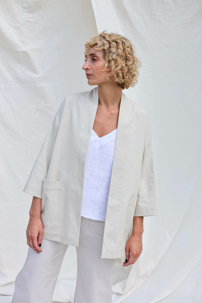 Wide sleeve cotton canvas jacket ELODIE - Image 3