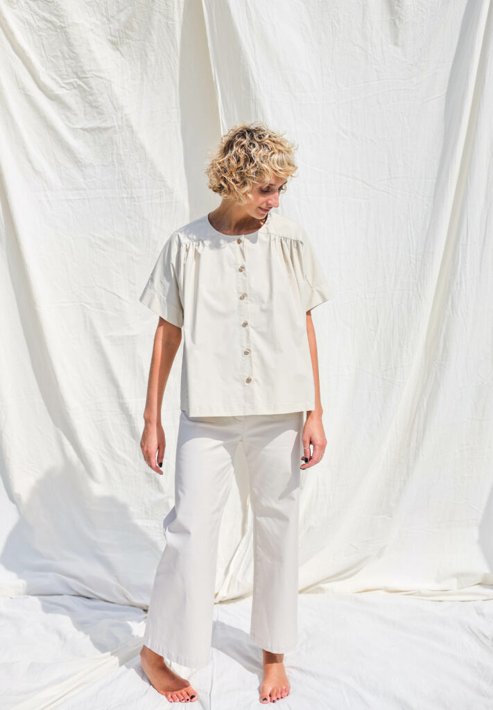 Loose short sleeve cotton blouse ACEL - Image 1