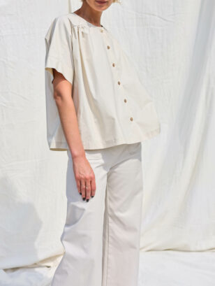 Loose short sleeve cotton blouse ACEL
