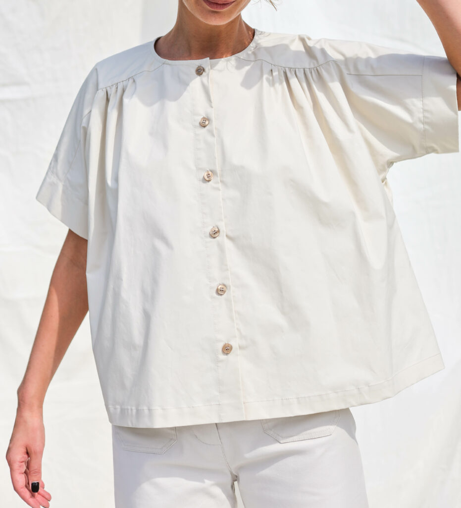 Loose short sleeve cotton blouse ACEL - Image 3