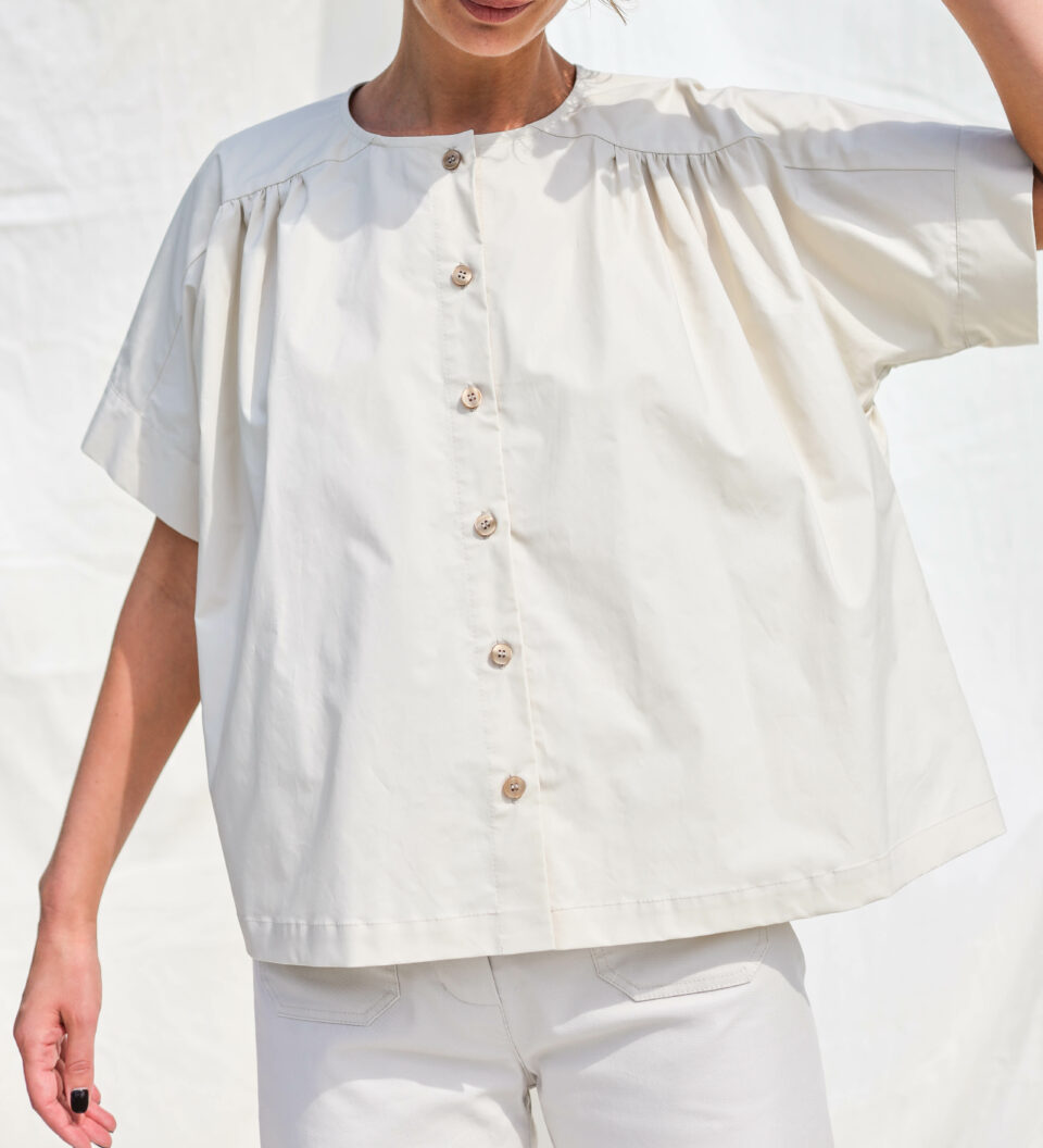 Loose short sleeve cotton blouse ACEL - Image 3