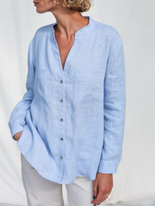 Elegant loose fit linen long sleeve shirt REMI